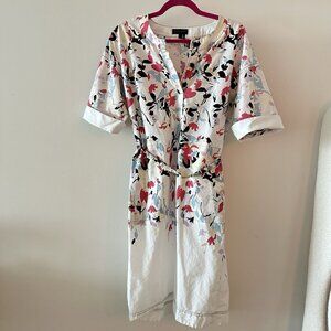 Donna Karan Dress Floral White Pink Size S Multicolor